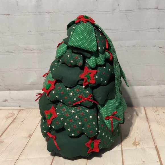 Handmade Christmas Tree Fabric Stuffed Decor Weighted - Picture 2 of 13